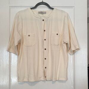 LOFT Cream Casual Button Down Shirt
